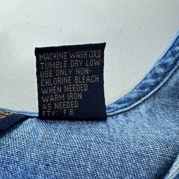 Vintage New Direction Denim Maxi Dress Small Floral Embroidered 2 piece - Picture 10 of 14